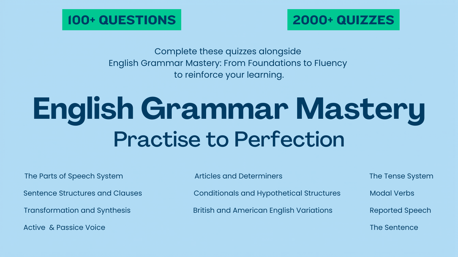 English Grammar Mastery Quizzes